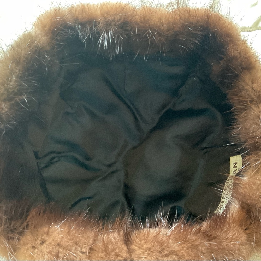 NWOT-Elegant Brown Mink Pillbox Hat - Picture 4 of 5